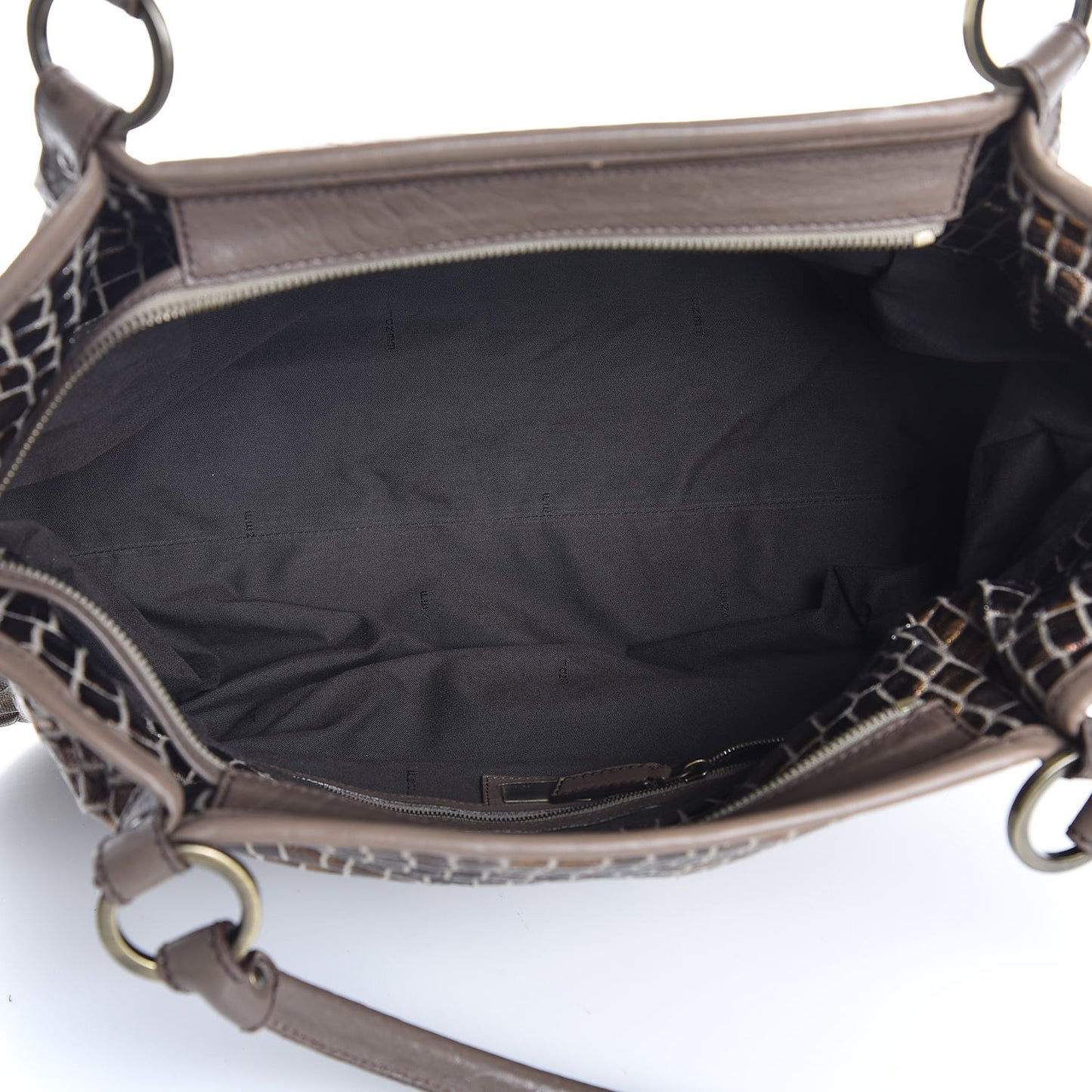 Metallic Canvas Crocodile Embossed Large Chef Shopper Tote Bronze