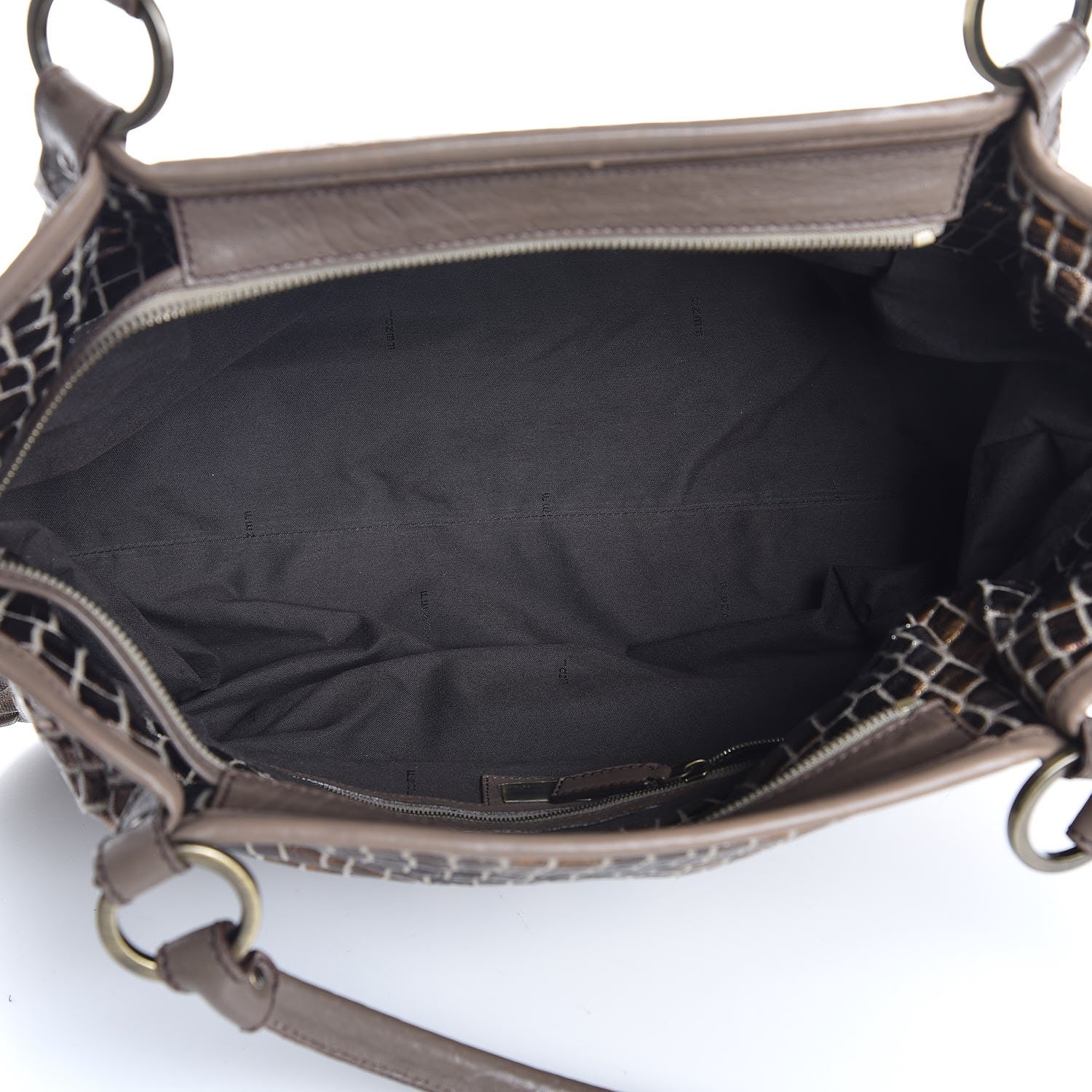 Fendi Metallic Canvas Crocodile Embossed Large Chef Shopper Tote Bronze 5 of 7