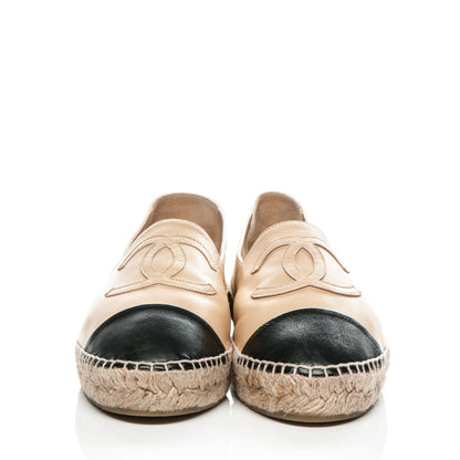 Chanel Lambskin CC Espadrilles 39 Beige Black 2 of 7