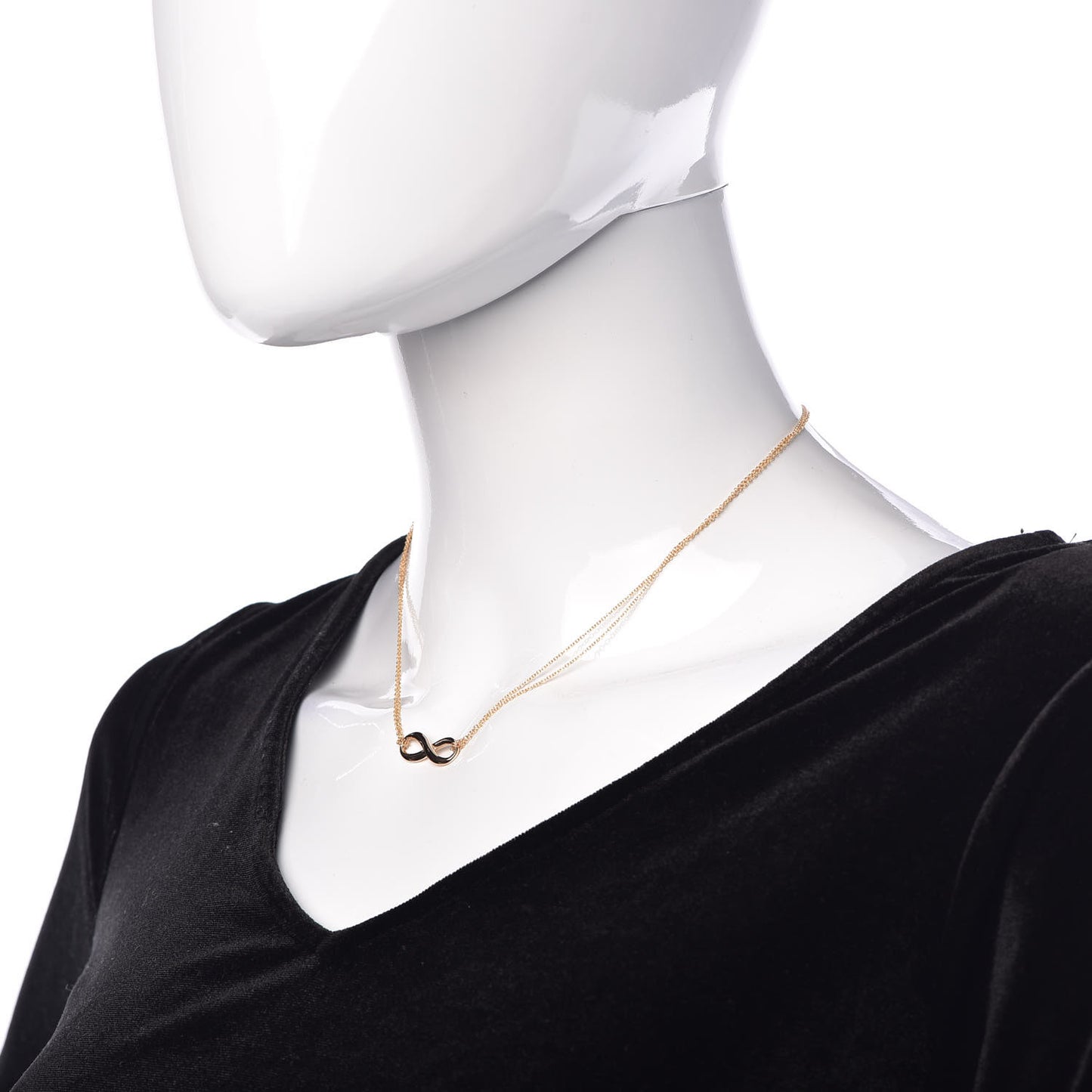 18K Rose Gold Infinity Double Chain Pendant Necklace