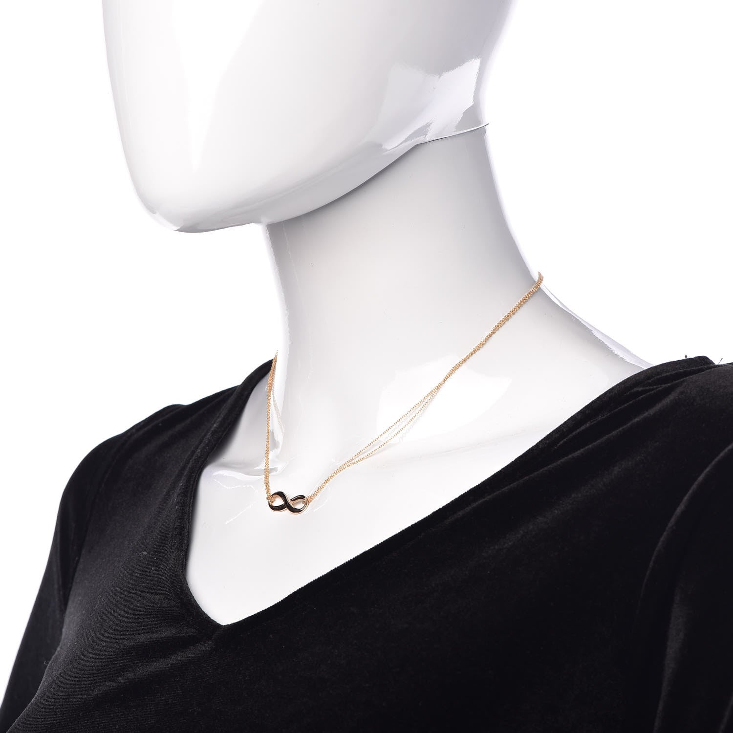 Tiffany 18K Rose Gold Infinity Double Chain Pendant Necklace 2 of 6