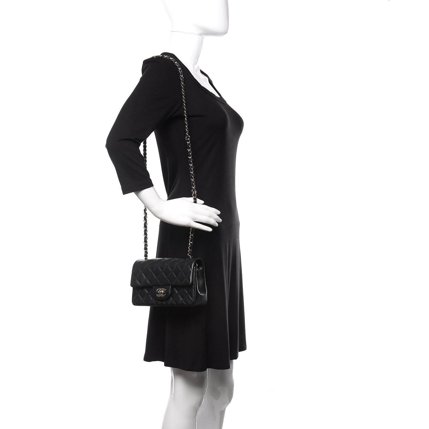 Chanel Lambskin Quilted Mini Rectangular Flap Black 2 of 14