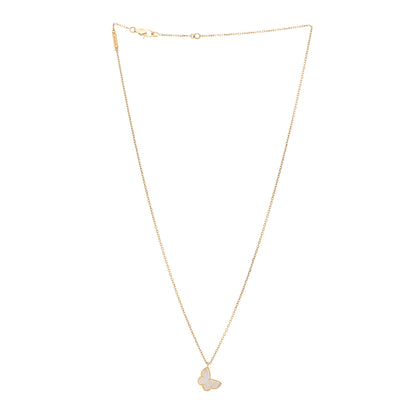 Van Cleef & Arpels 18K Yellow Gold Mother of Pearl Sweet Alhambra Butterfly Pendant Necklace 4 of 6
