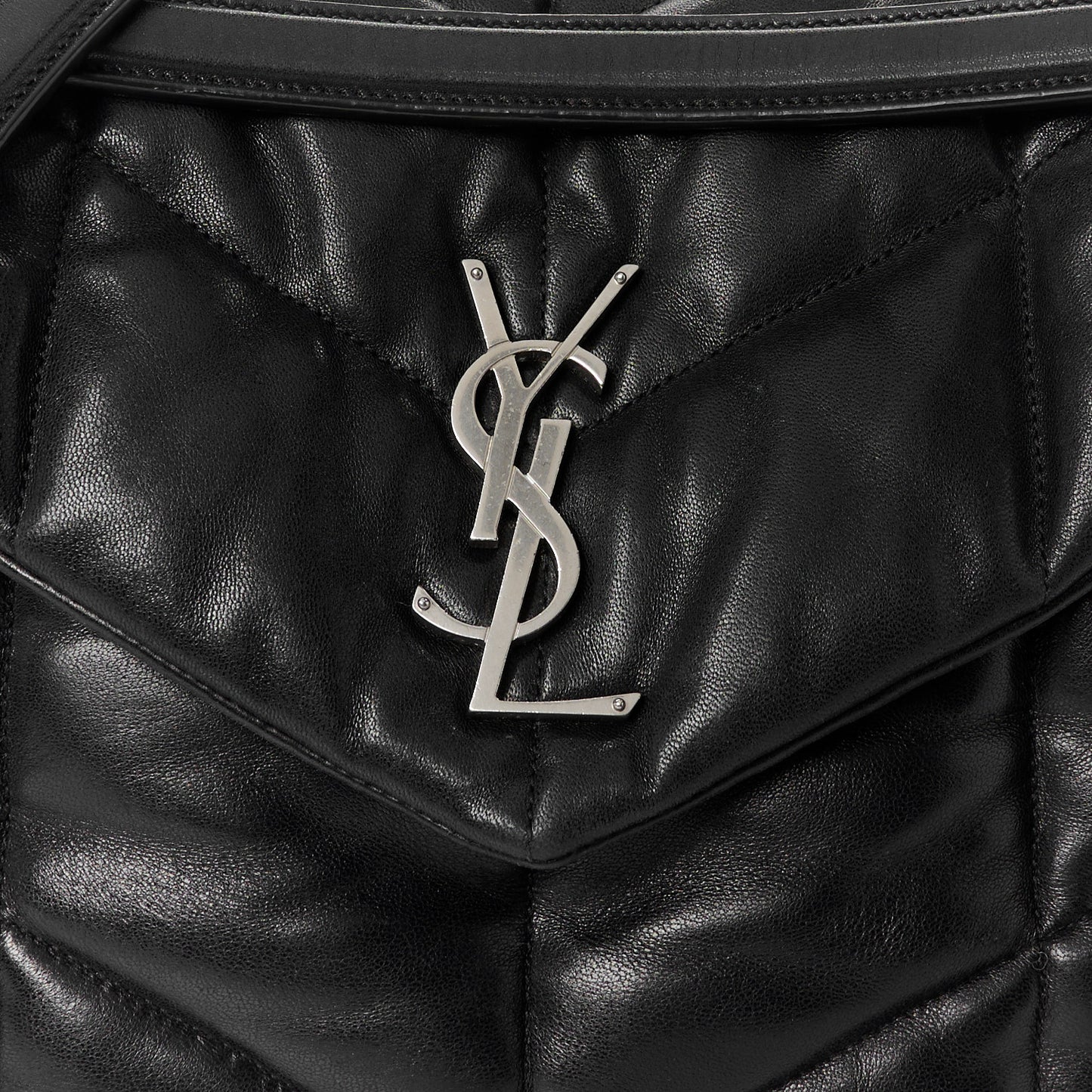 Lambskin Quilted Toy Loulou Puffer Monogram Chain Satchel Black