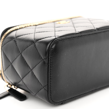 Chanel Lambskin Quilted Pearl Crush Small Vanity Case With Chain Black 9 of 10