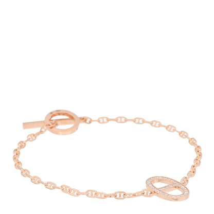 Hermes 18K Rose Gold Diamond Chaine d'Ancre Contour Bracelet ST 1 of 3