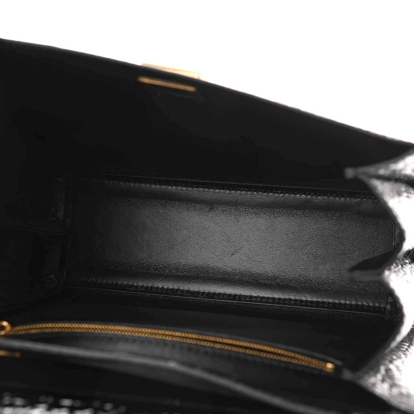 Shiny Calfskin Graffiti Logo Crocodile Embossed Medium Ghost Shoulder Bag Black White
