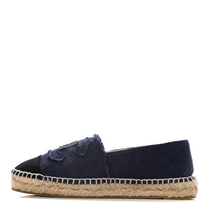 Chanel Denim Toile CC Espadrilles 37 Navy Black 1 of 15