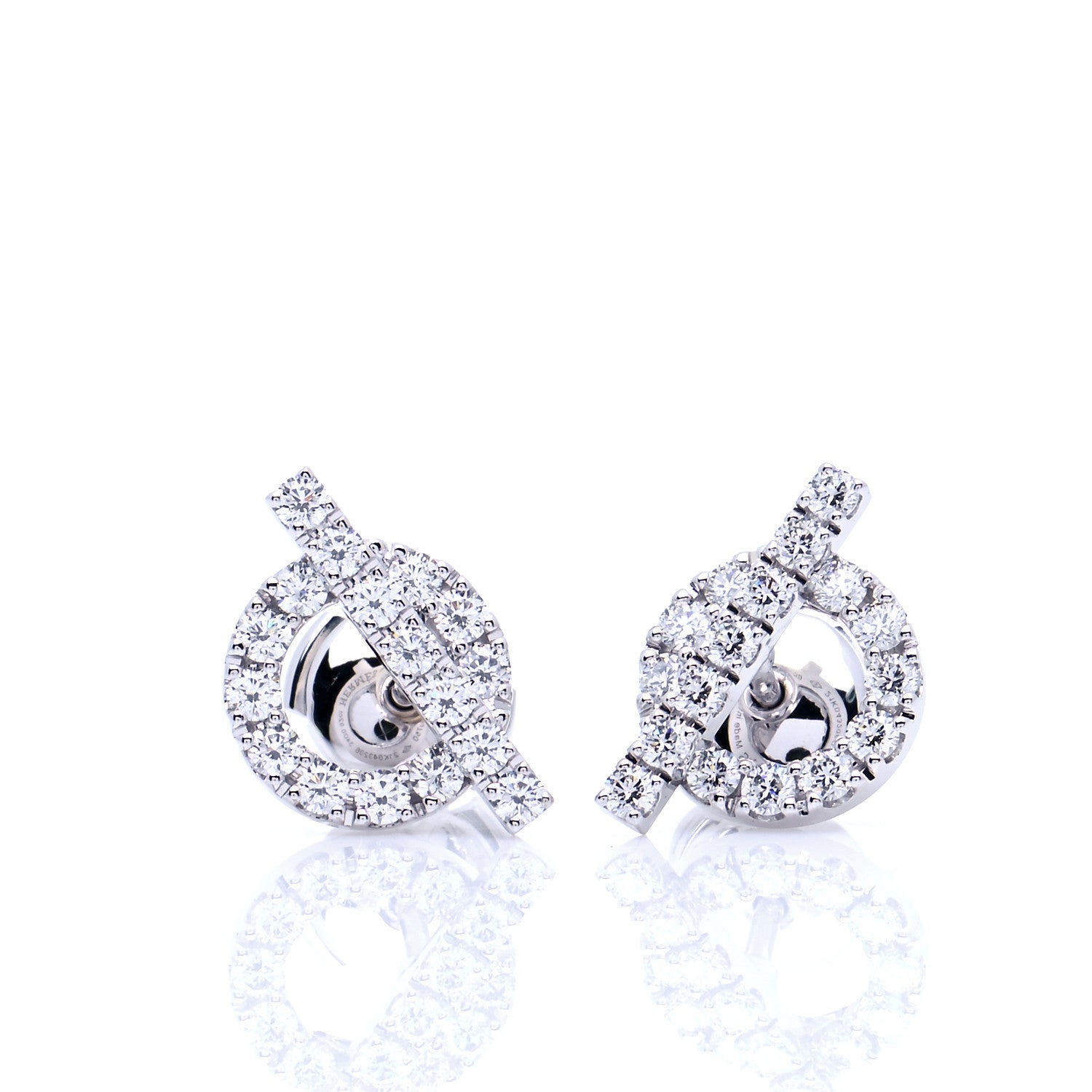 Hermes 18K White Gold Diamond Finesse Earrings 3 of 5