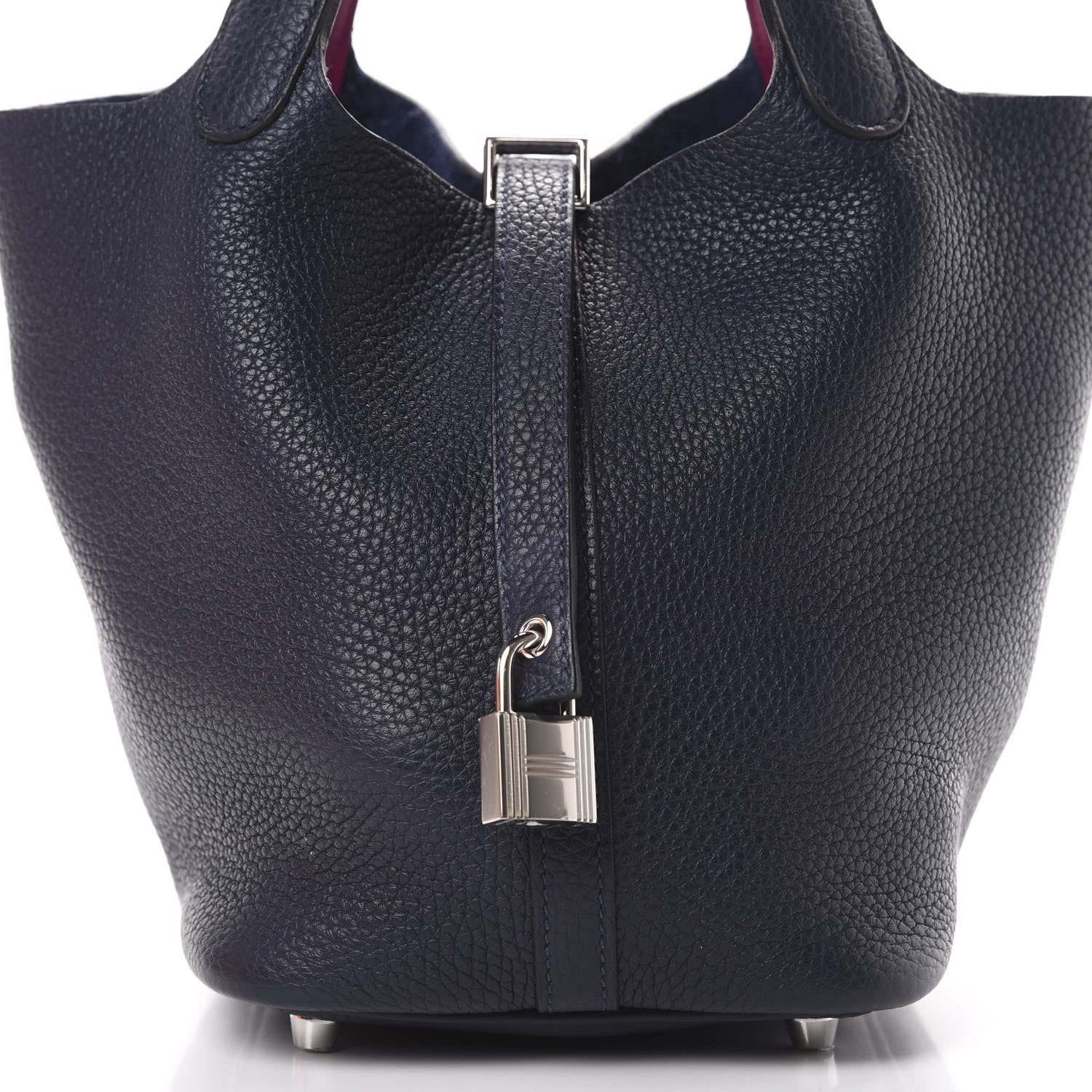 Hermes Taurillon Clemence Swift Eclat Picotin Lock 18 PM Bleu Nuit Rose Pourpre 7 of 12