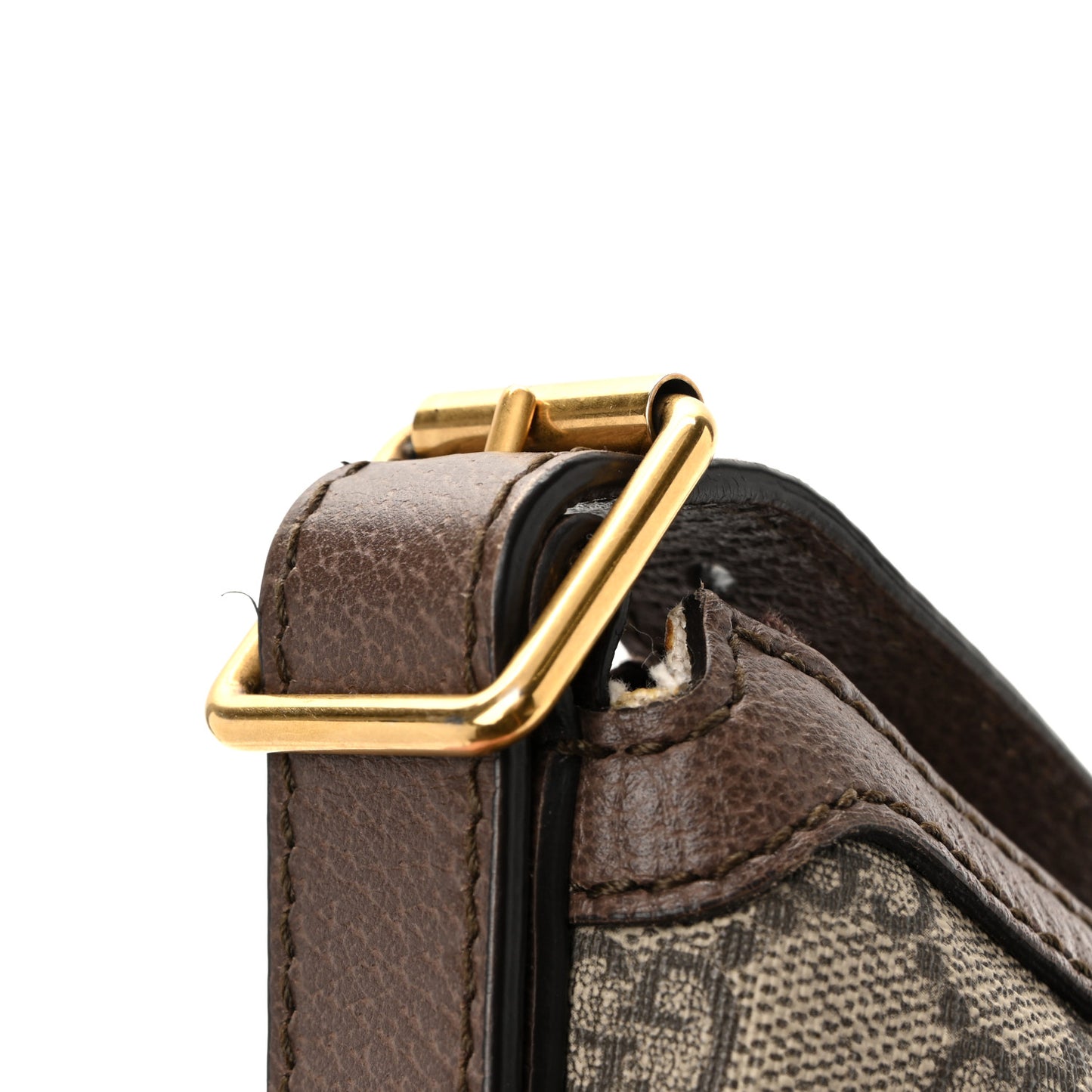 GG Supreme Monogram Web Small Ophidia Half Moon Hobo Brown