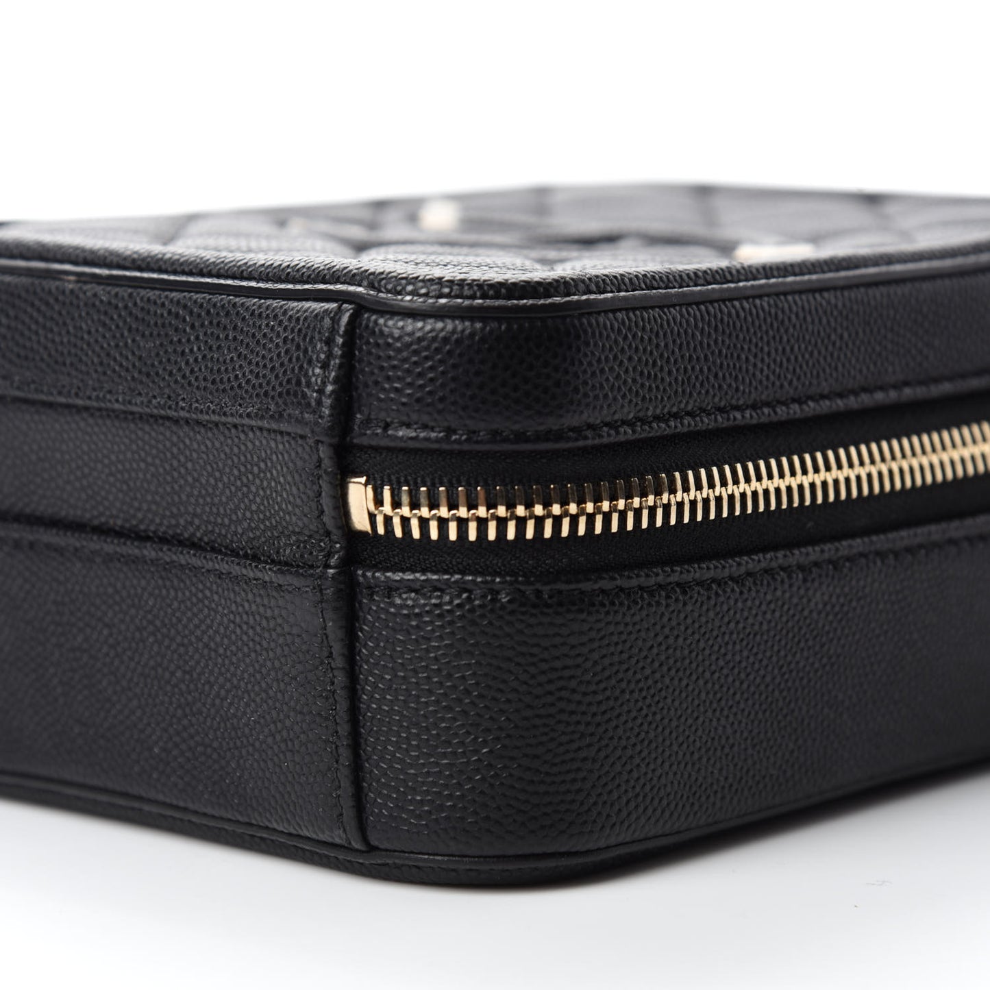 Caviar Quilted CC North South Filigree Vanity Case Black