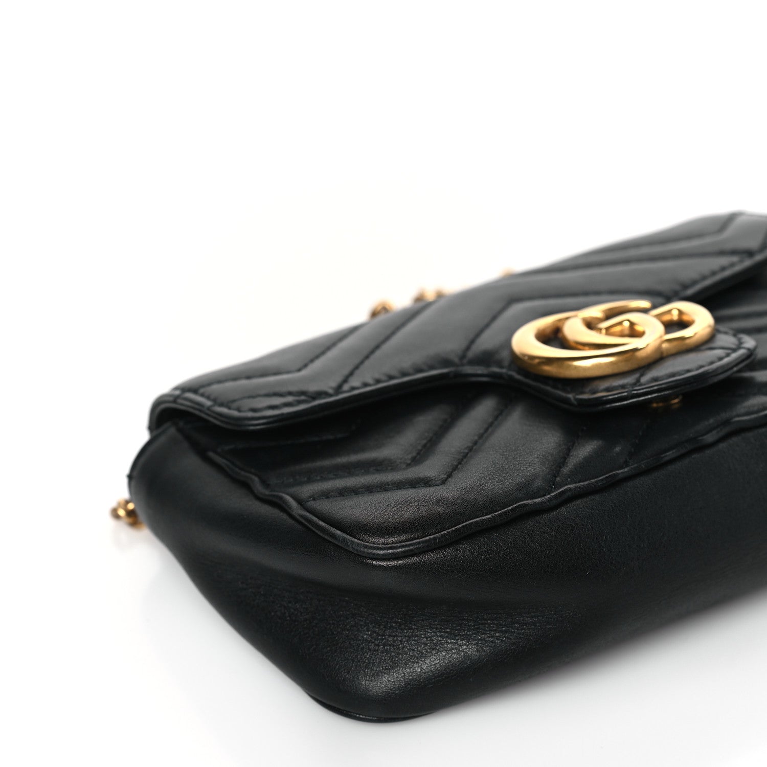 Gucci Calfskin Matelasse Super Mini GG Marmont Shoulder Bag Black 8 of 9