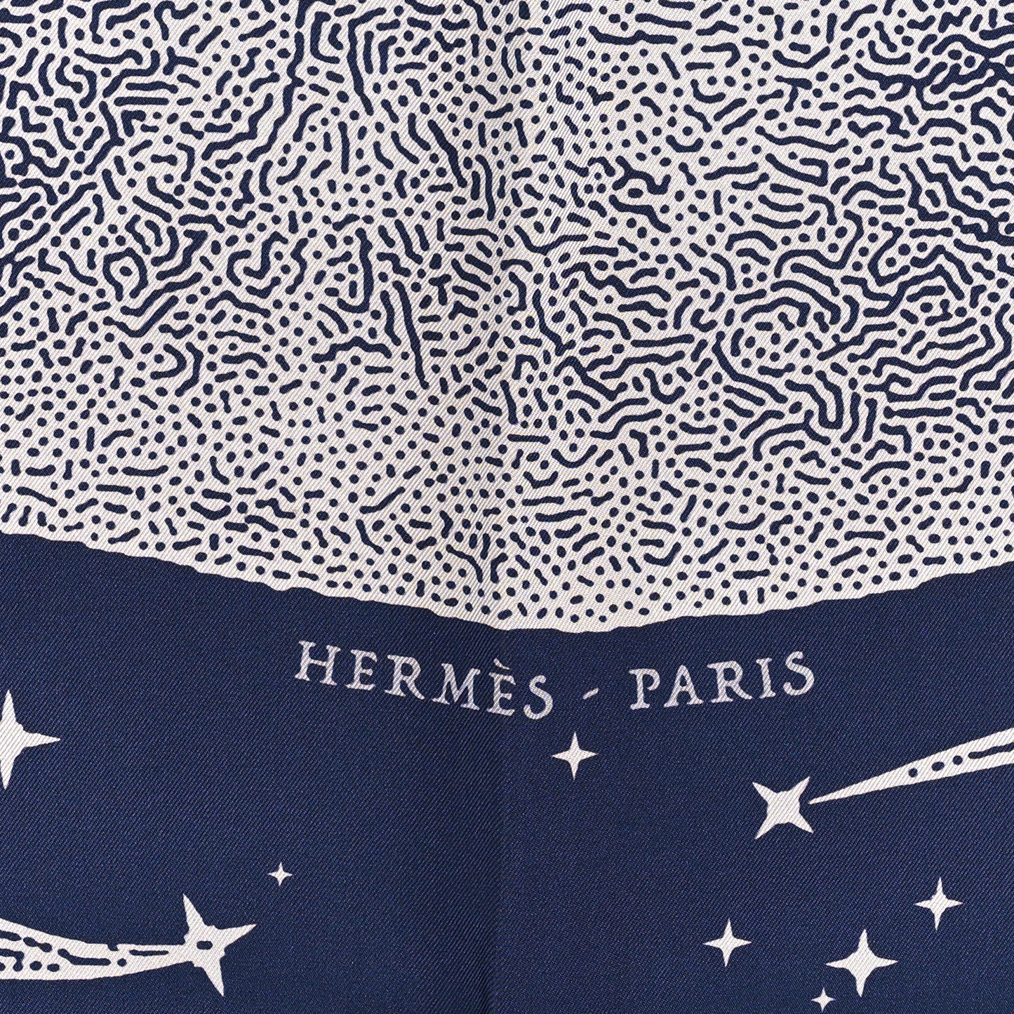 Silk Clair De Lune Double Face Scarf 90 Marine White Beige