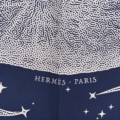 Hermes Silk Clair De Lune Double Face Scarf 90 Marine White Beige 3 of 5