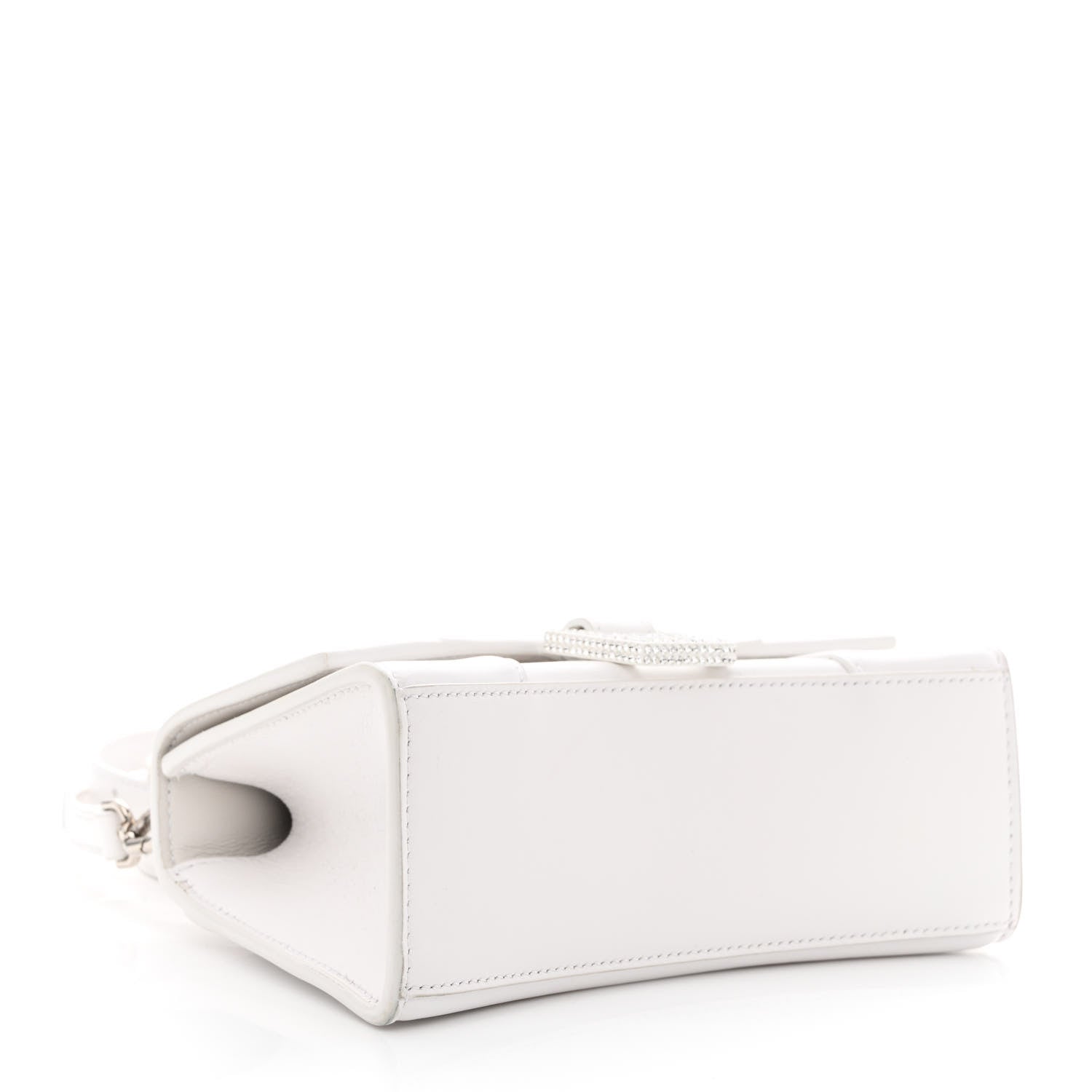 Balenciaga Shiny Box Calfskin Strass Hourglass Top Handle Bag XS White 4 of 16