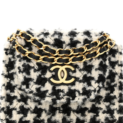 Chanel Tweed Houndstooth Quilted Mini Accordion Clutch With Chain White Black 8 of 11