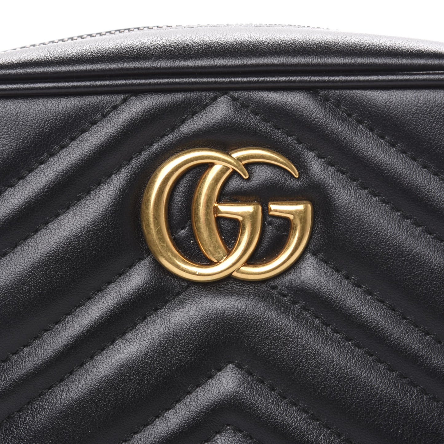Calfskin Matelasse Mini GG Marmont Chain Shoulder Bag Black