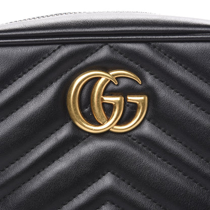 Gucci Calfskin Matelasse Mini GG Marmont Chain Shoulder Bag Black 7 of 12