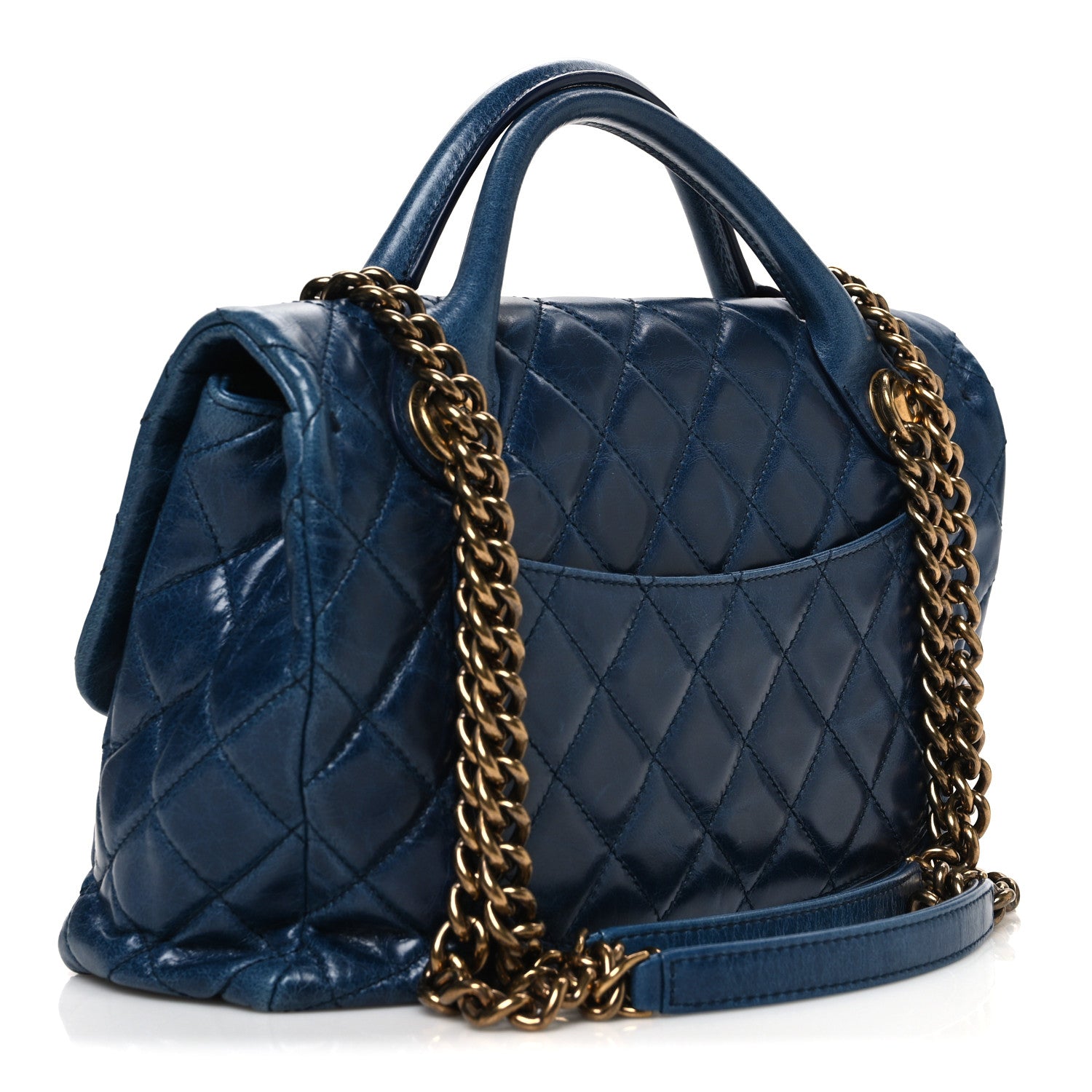 Chanel Glazed Calfskin Castle Rock Medium Flap Blue 3 of 10
