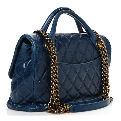 Chanel Glazed Calfskin Castle Rock Medium Flap Blue 3 of 10