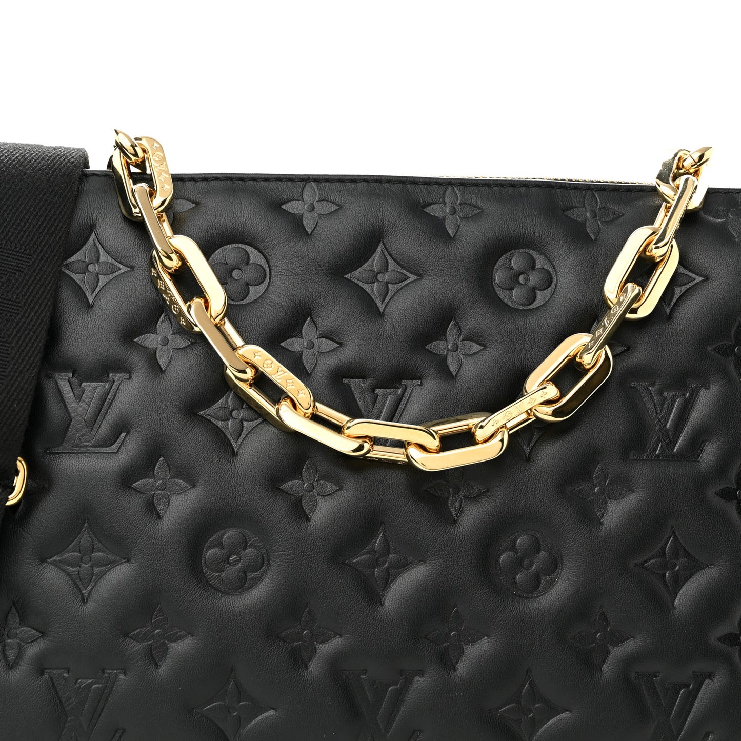 Lambskin Embossed Monogram Coussin PM Black