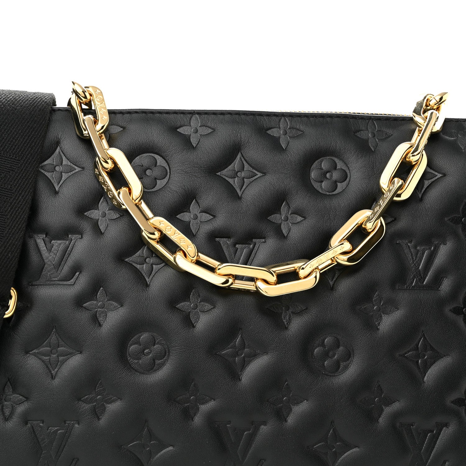 Louis Vuitton Lambskin Embossed Monogram Coussin PM Black 7 of 10