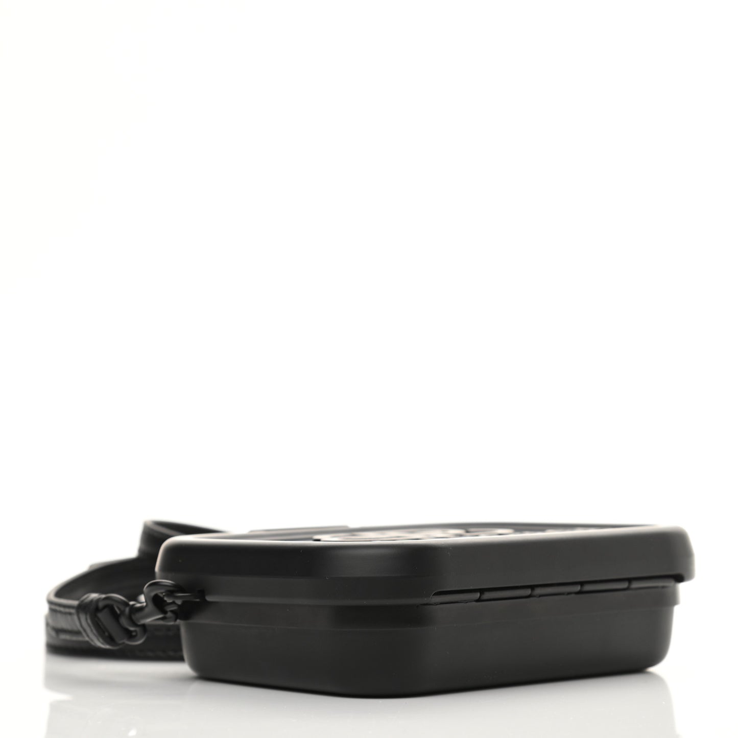 Recycled Plastic Calfskin Embossed Mini Lunch Box Case with Strap Black