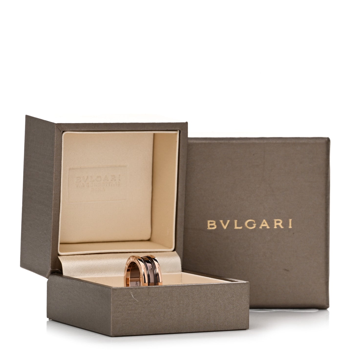 18K Rose Gold Bronze Cermet Roma B.Zero1 Two-Band Ring 52 6