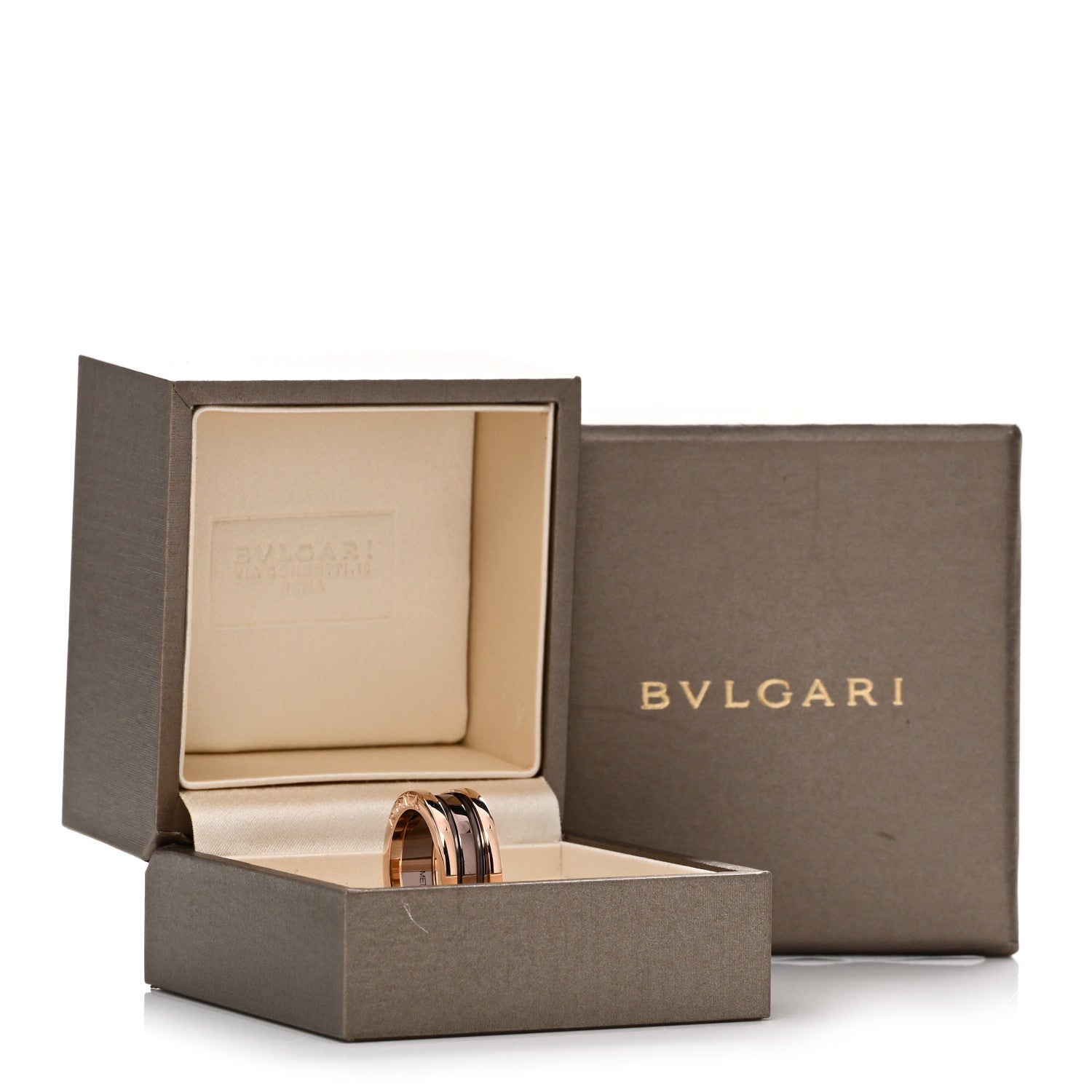 Bulgari 18K Rose Gold Bronze Cermet Roma B.Zero1 Two-Band Ring 52 6 5 of 5
