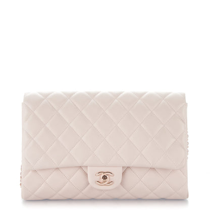 Chanel Lambskin Quilted Clutch With Chain Flap Light Pink 1 of 8
