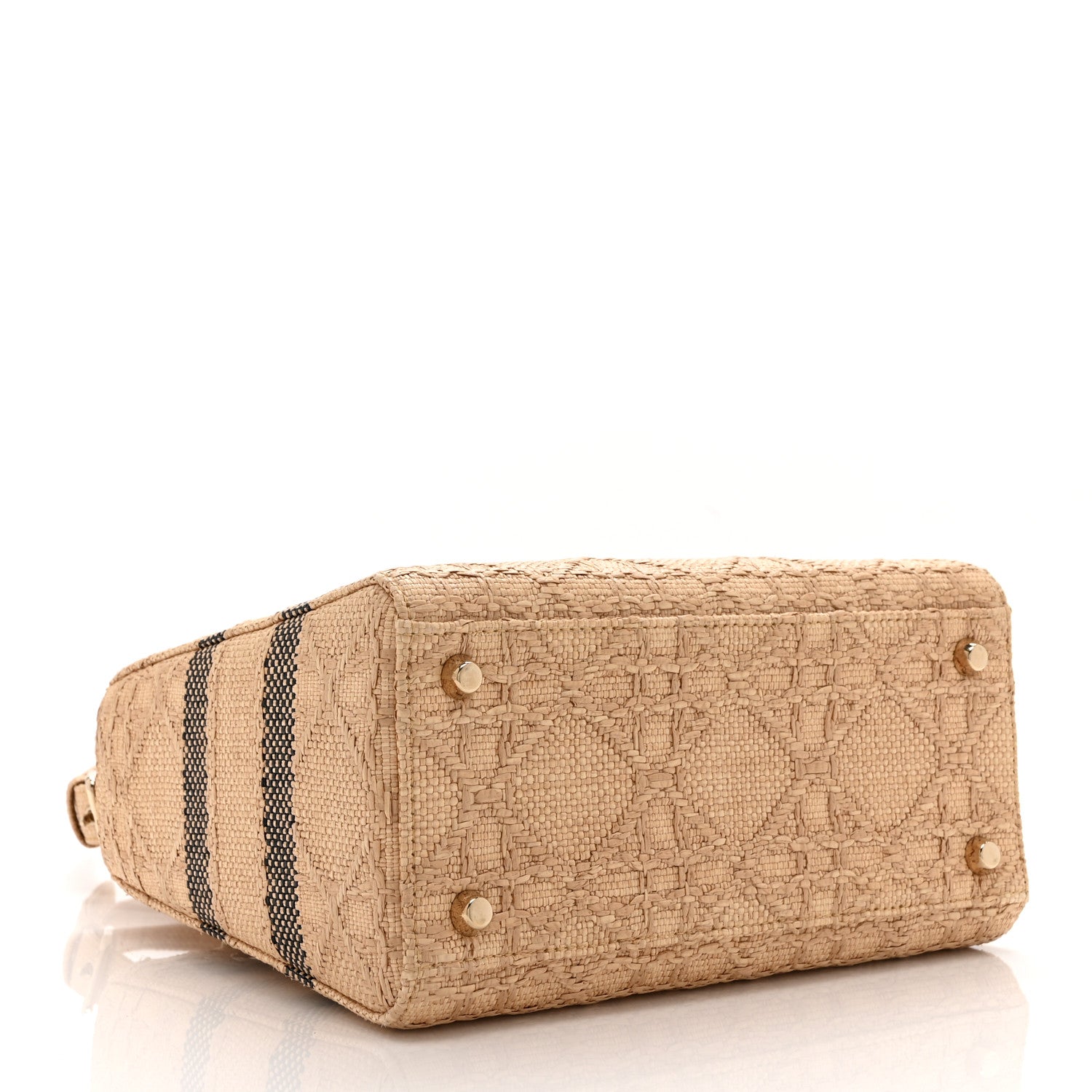ら*送様 Christian Dior Christian Dior Raffia Woven Cannage Embroidered Medium Lady D-Lite