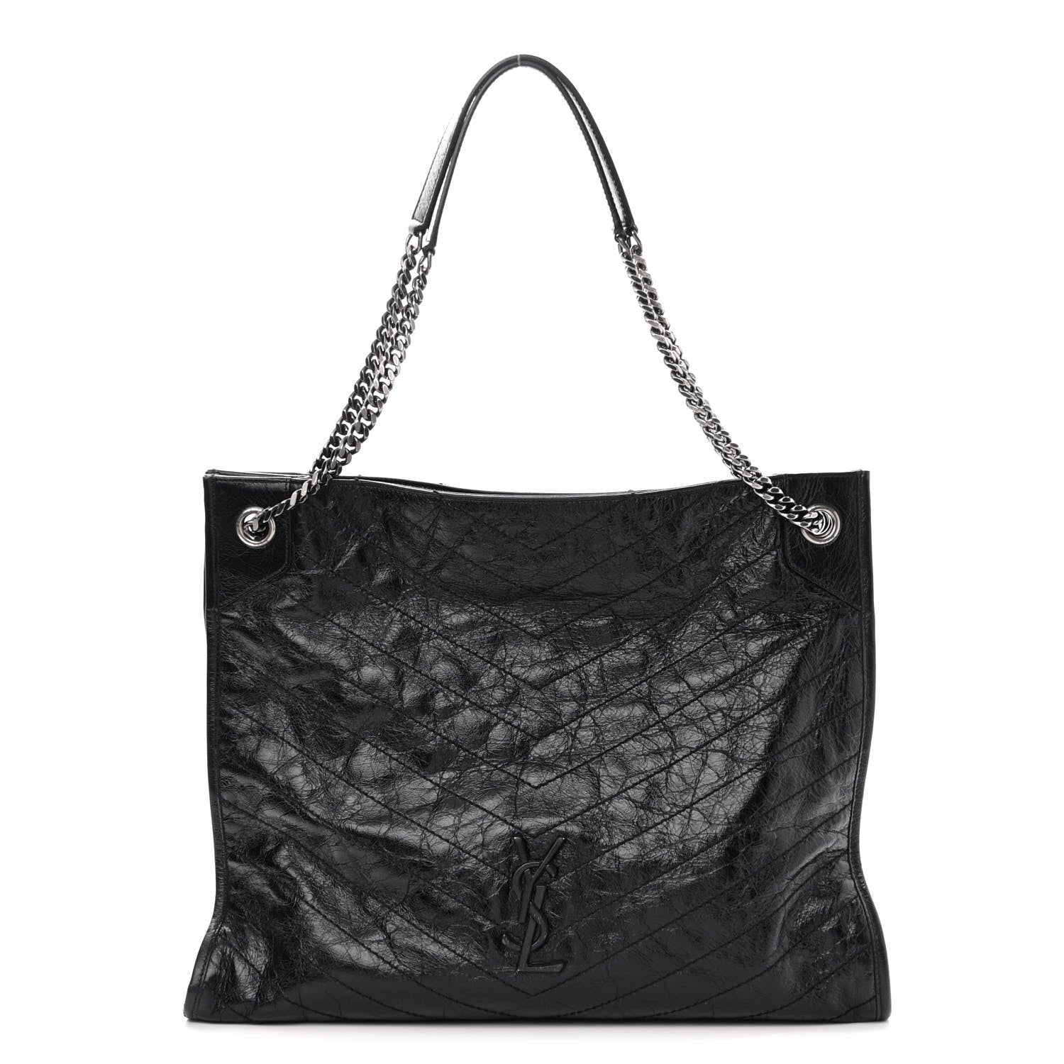 Saint Laurent Crinkled Calfskin Matelasse Monogram Niki Shoulder Bag Black 1 of 10