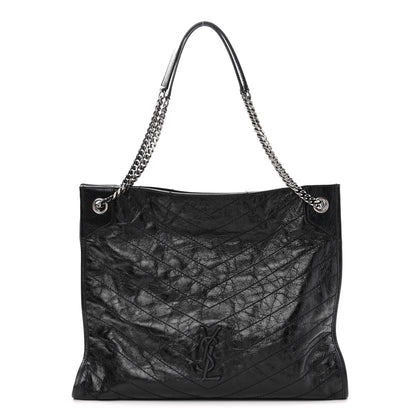Saint Laurent Crinkled Calfskin Matelasse Monogram Niki Shoulder Bag Black 1 of 10