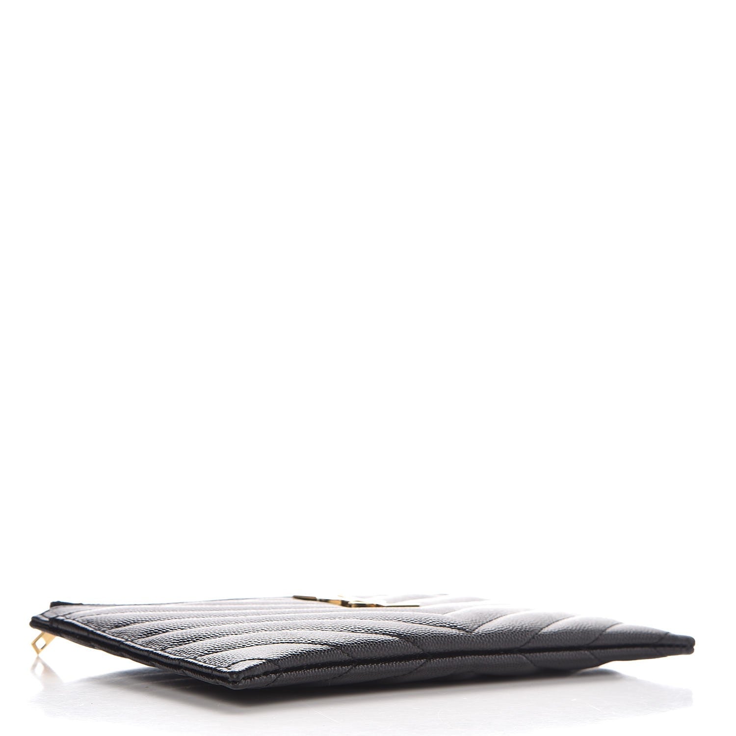 Saint Laurent Grain De Poudre Chevron Monogram Bill Pouch Black 4 of 7