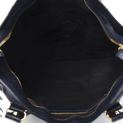 Balenciaga Chevre Gold Metallic Edge Hardware City Bleu Nuit Dark Sea 6 of 18