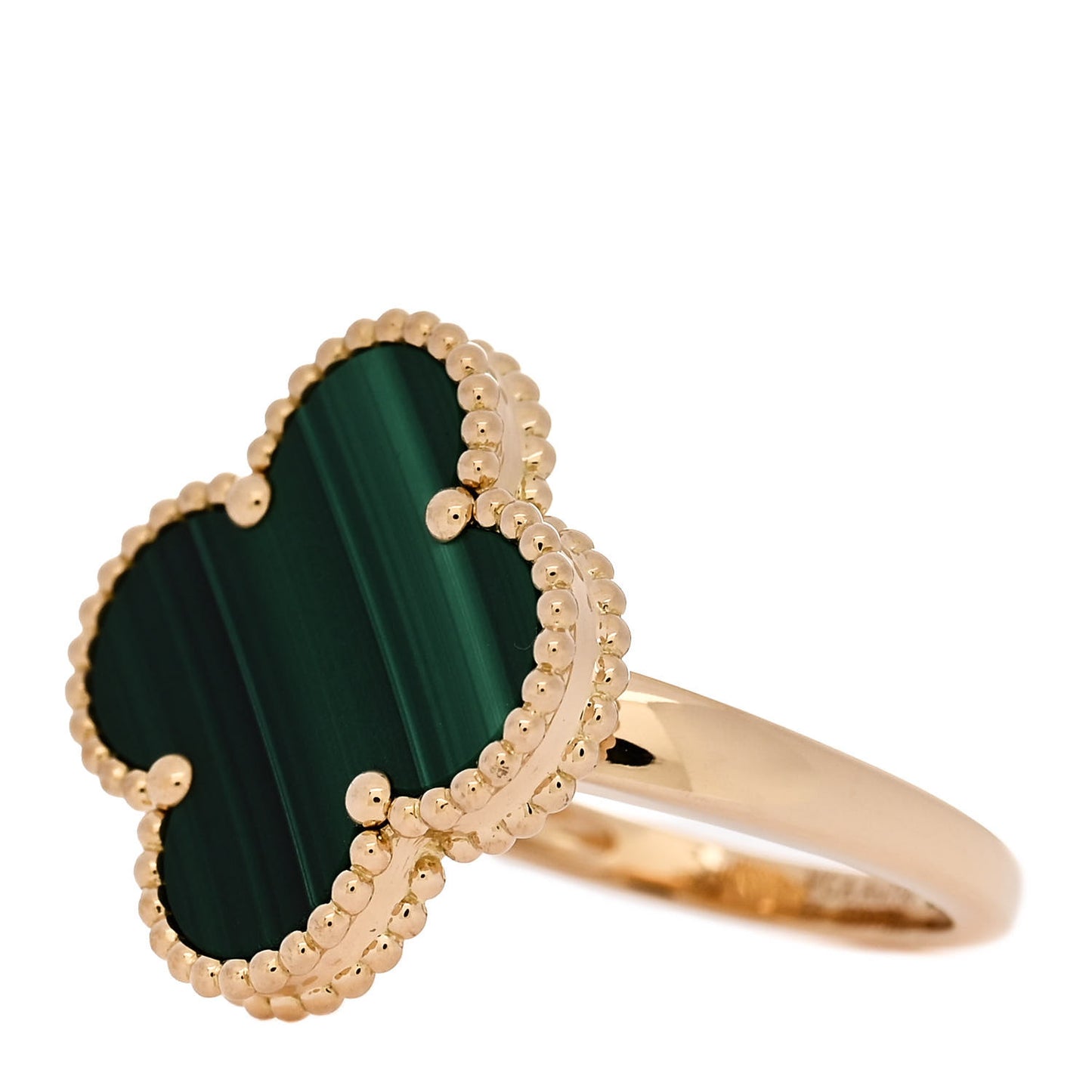 18K Yellow Gold Malachite Magic Alhambra Ring 55 7.25