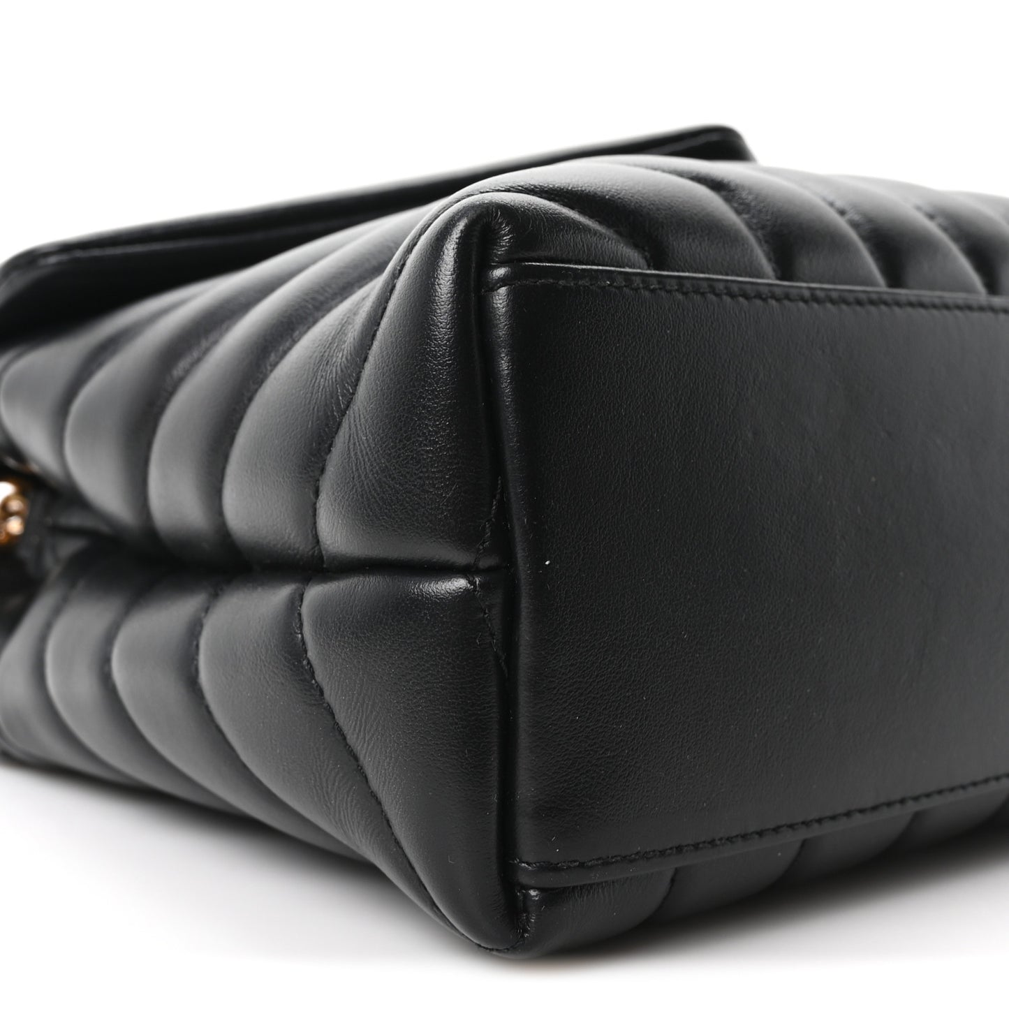 Calfskin Y Quilted Monogram Small Loulou Chain Satchel Black Black