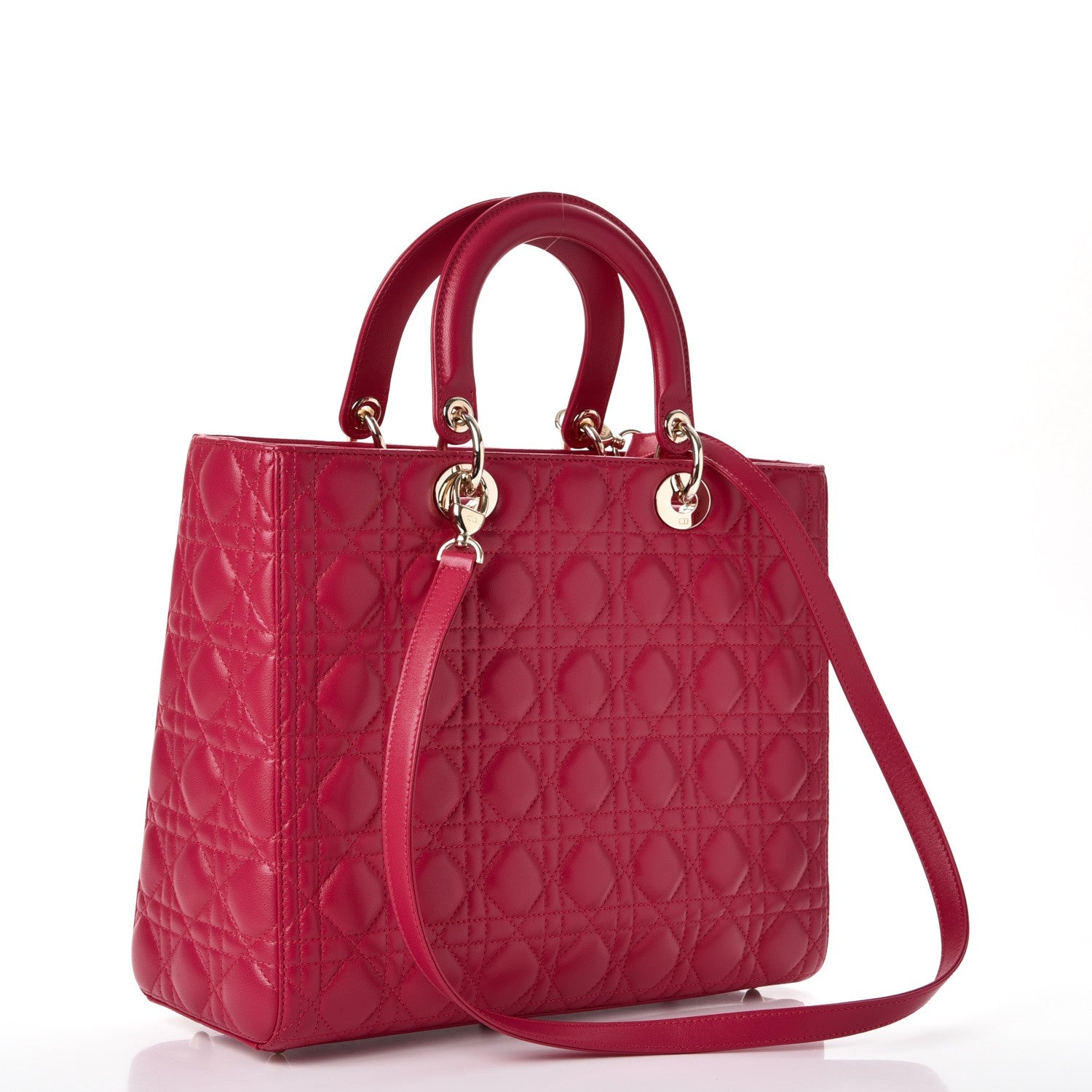 Christian Dior Lambskin Cannage Large Lady Dior Fuchsia 4 of 9
