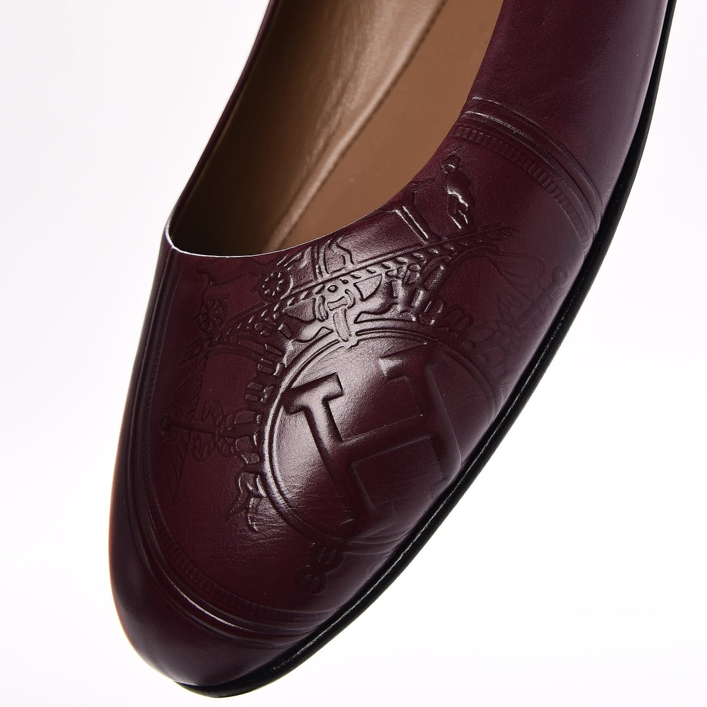 Glossy Calfskin Neuilly Ballerina Flats 37 Bordeaux