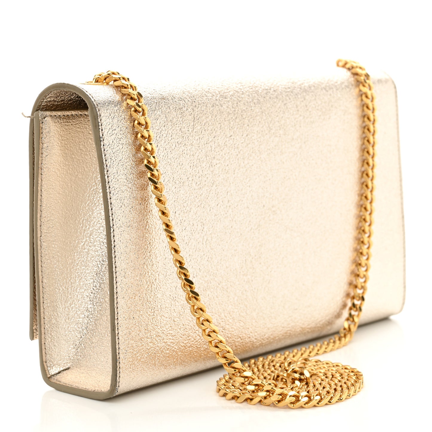 Metallic Calfskin  Star Studded Monogram Wallet on Chain Pale Gold