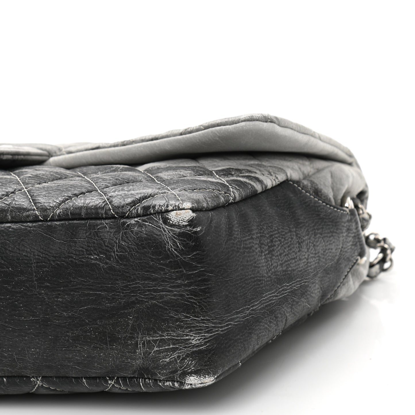 Vinyl Quilted Jumbo Melrose Degrade Flap Black