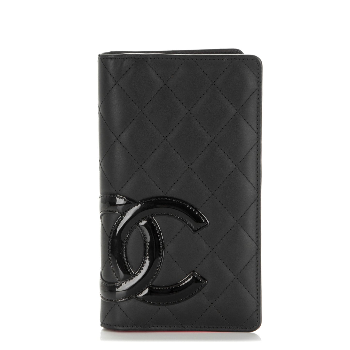 Calfskin Quilted Cambon Yen Wallet Black