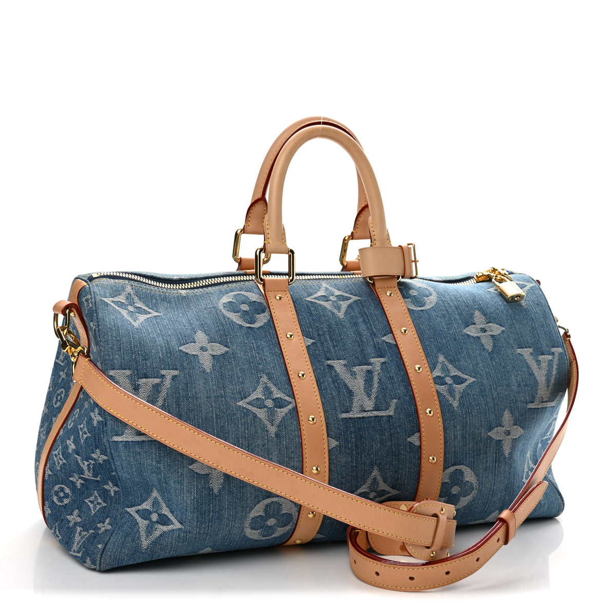 Denim Monogram New LV Remix Keepall Bandouliere 45 Blue