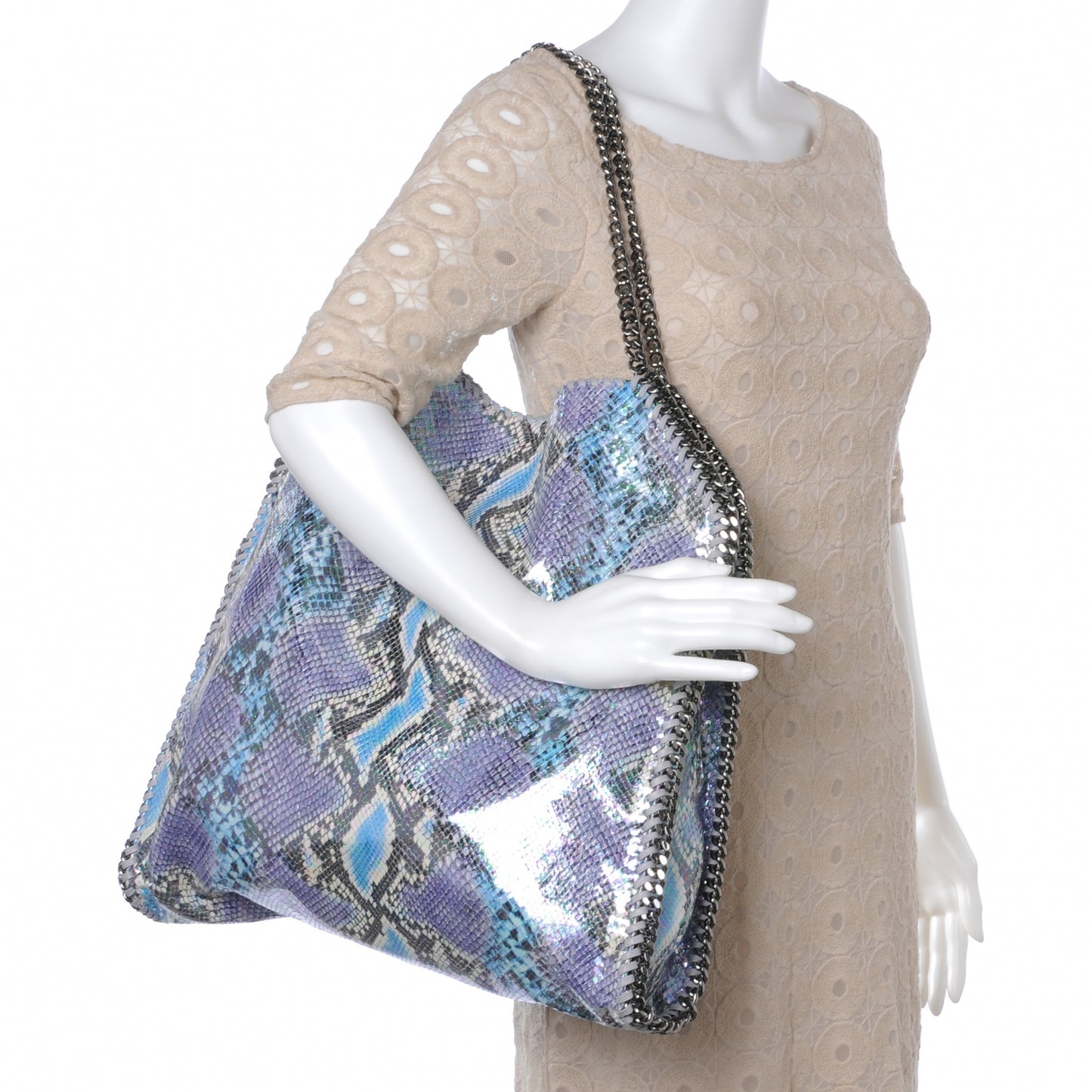 Faux Python Large Oleographic Falabella Tote Blue