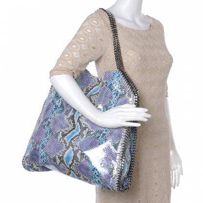 Stella McCartney Faux Python Large Oleographic Falabella Tote Blue 2 of 6