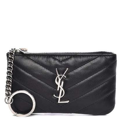 Saint Laurent Calfskin Matelasse Monogram Key Pouch Black 1 of 8