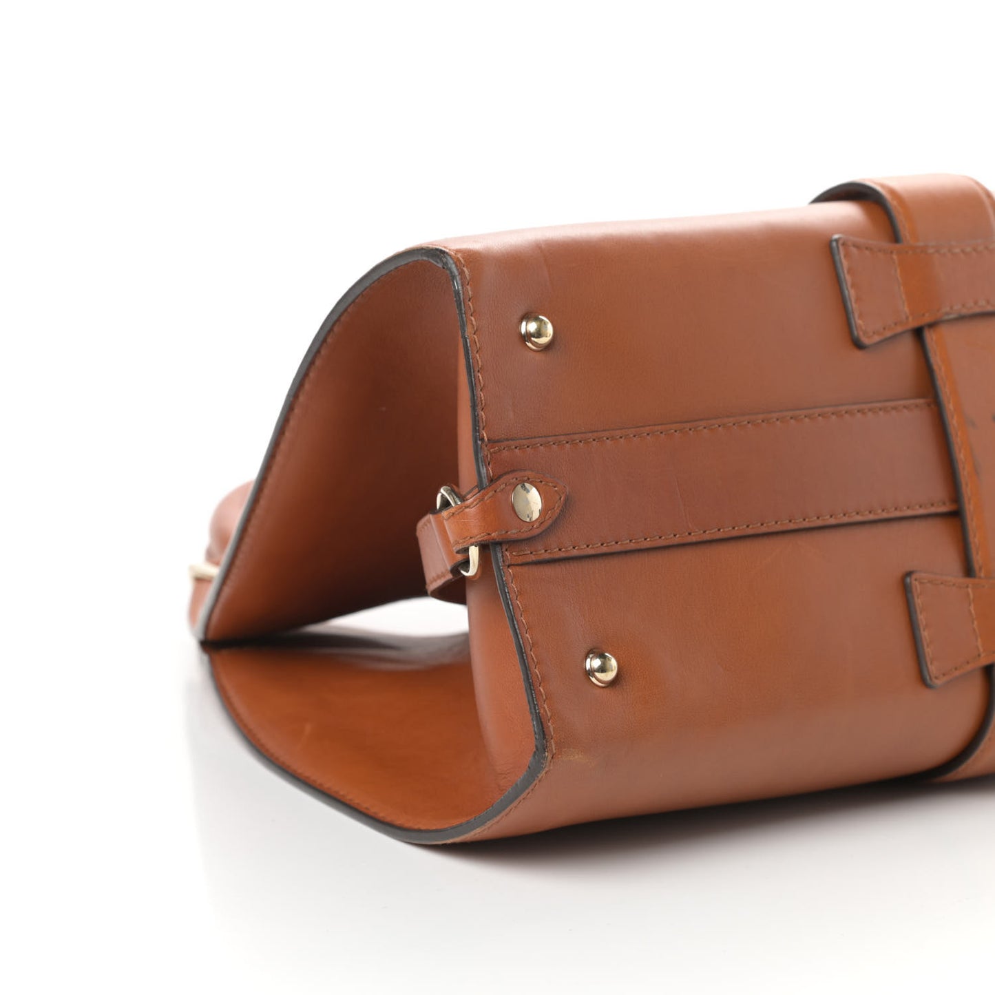 Calfskin Medium Stirrup Top Handle Bag Brown