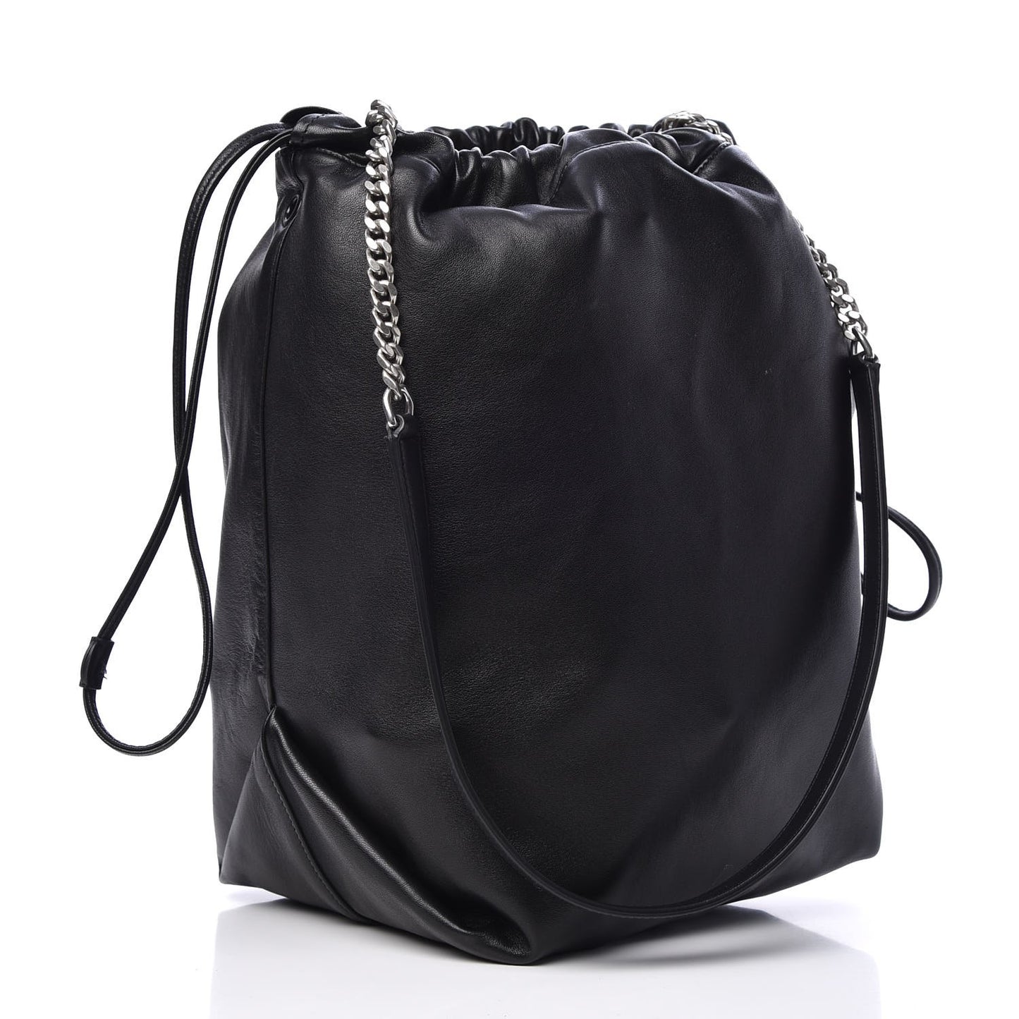 Lambskin Teddy Drawstring Bag Black
