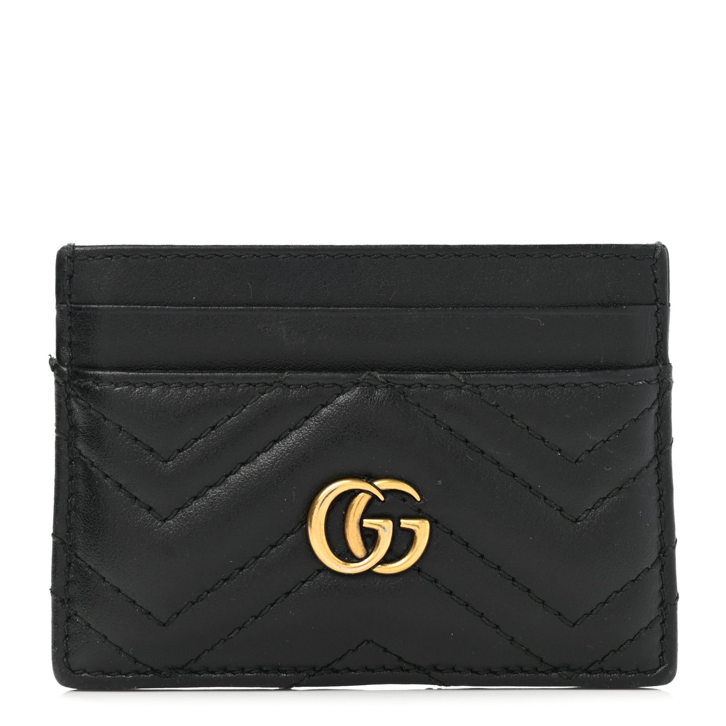 Calfskin Matelasse GG Marmont Card Holder Black